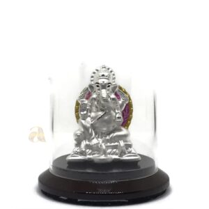 999 Pure Silver Ganesha idol / Statue / Murti Round Base