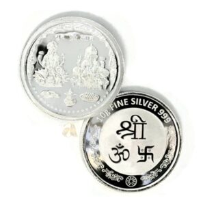 999 Pure Silver Ganesha Lakshmi / Laxmi Ten Gram Coin