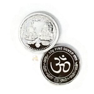 999 Pure Silver Ganesha Lakshmi / Laxmi Ten Gram Coin