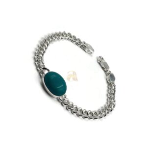 925 Solid Sterling Silver 4 mm Turquoise (synthetic) Curb Link Bracelet