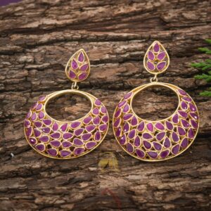 Gold Tone Chandbali Silver Earring