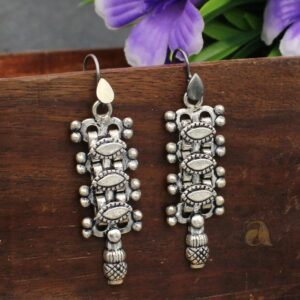 Dotted design pure silver earrings