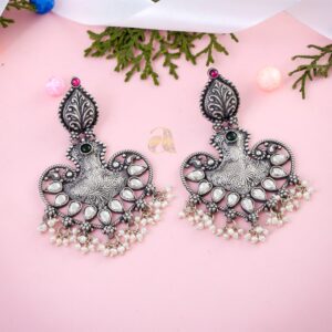 Elegant Style Oxidised Earrings In Sterling Silver