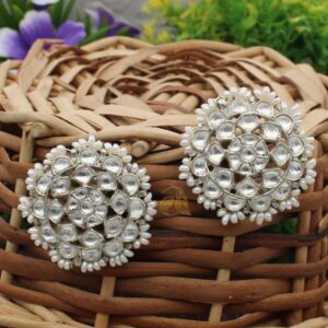 Handmade Crystal Beads With Moonstone And Diamond White Earrings.