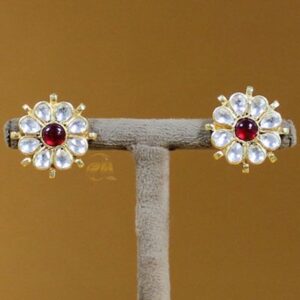 Gold Plated Flower Design Silver Stud